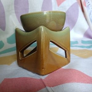 Small Stone Green and Brown Candle Oil Warmer